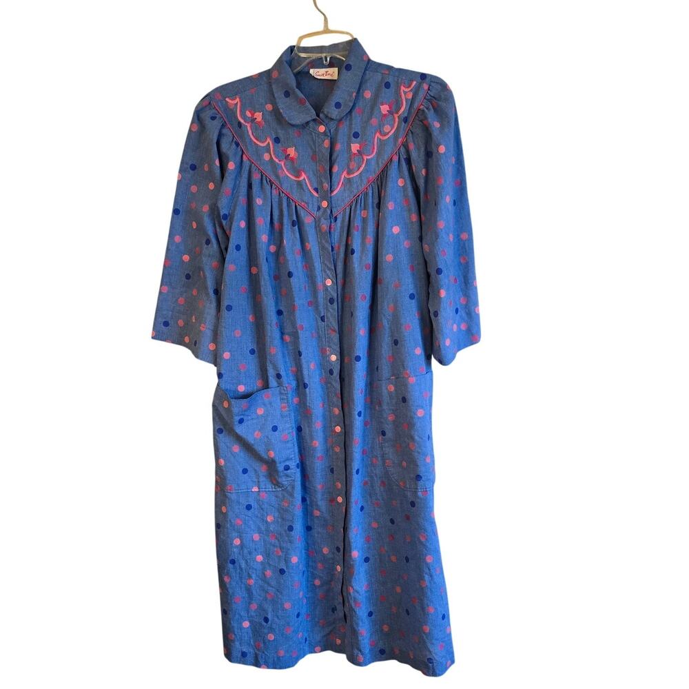 Smart time polka dot house coat dress vintage